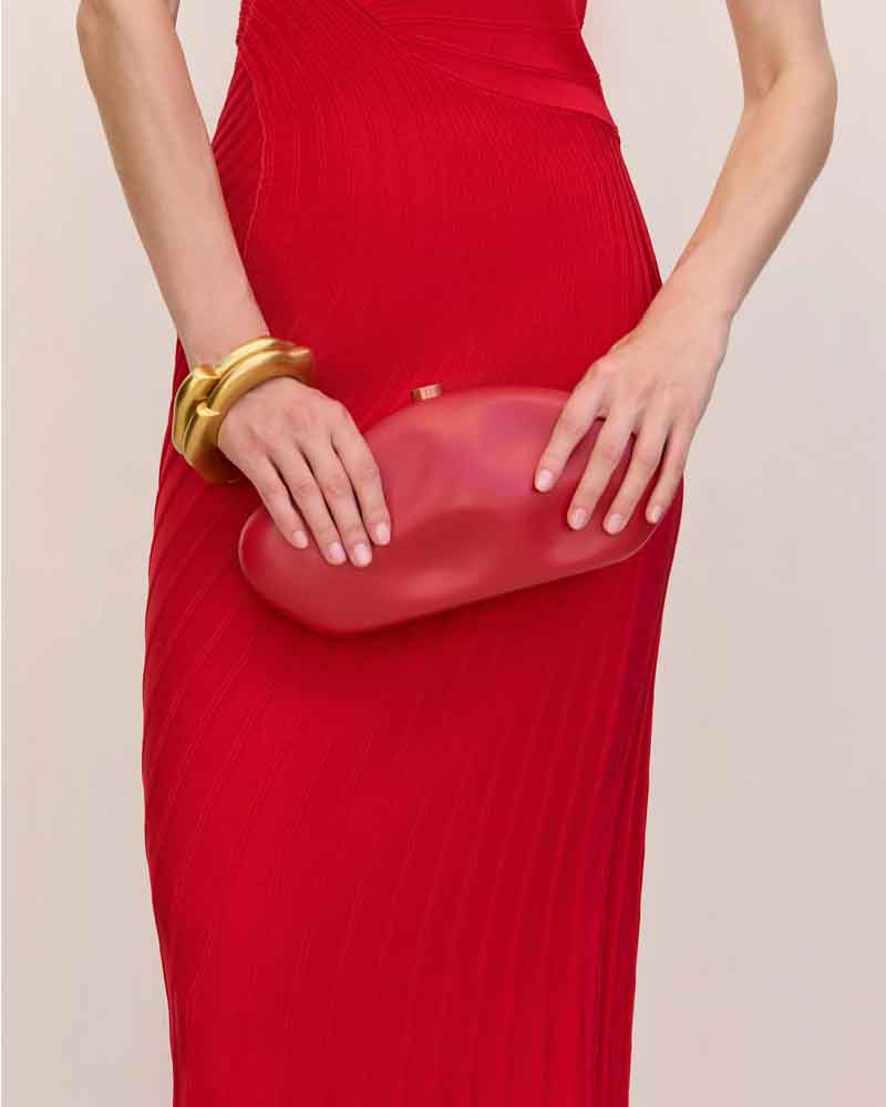 Glamorous Evening Sculptural Metallic Clutch Bag