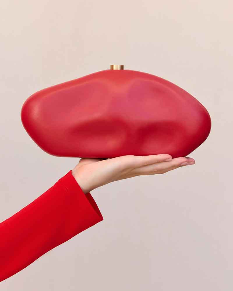 Glamorous Evening Sculptural Metallic Clutch Bag
