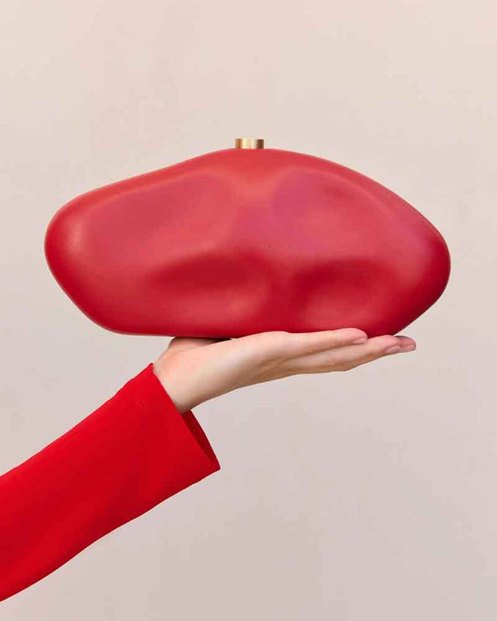 Glamorous Evening Sculptural Metallic Clutch Bag