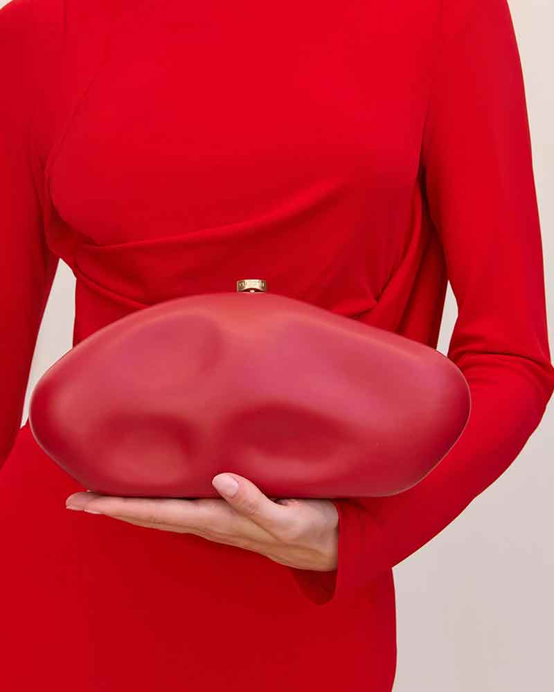 Glamorous Evening Sculptural Metallic Clutch Bag