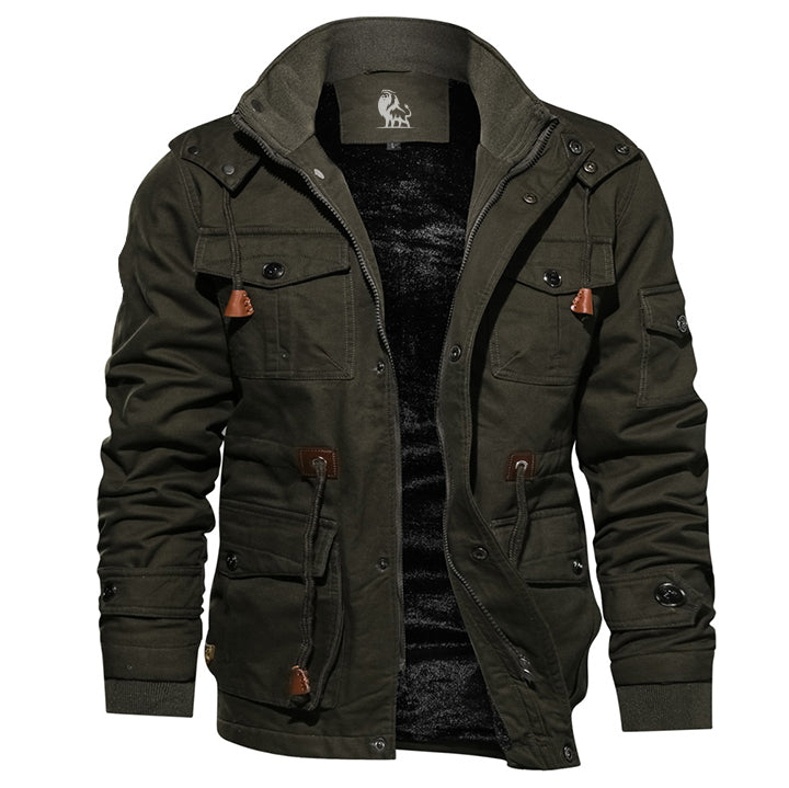 Survival Cotton Jacket Olive Mens Front View | The Ashwell