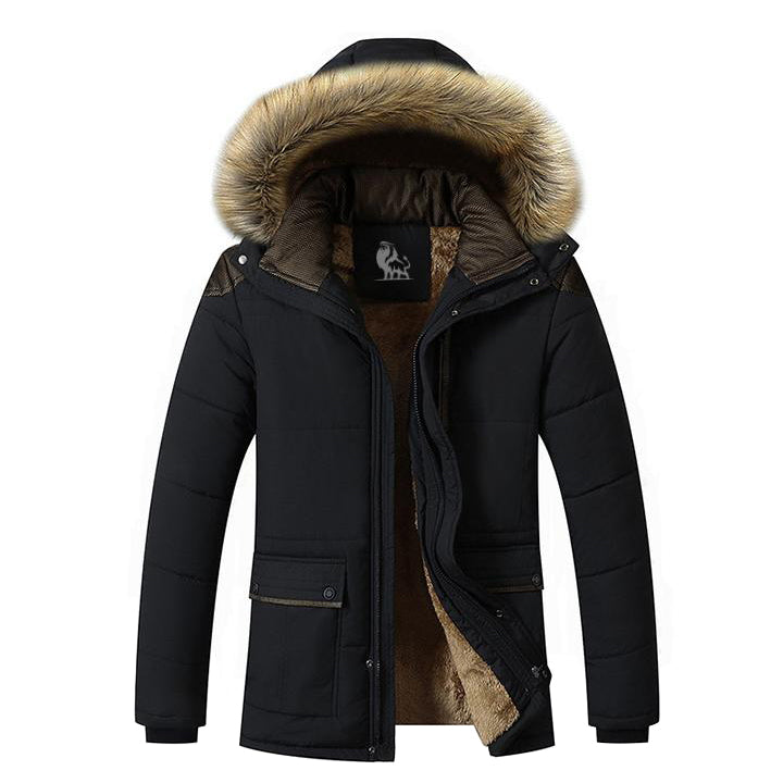 Ice Wall Parka Black Mens Front View | The Ashwell
