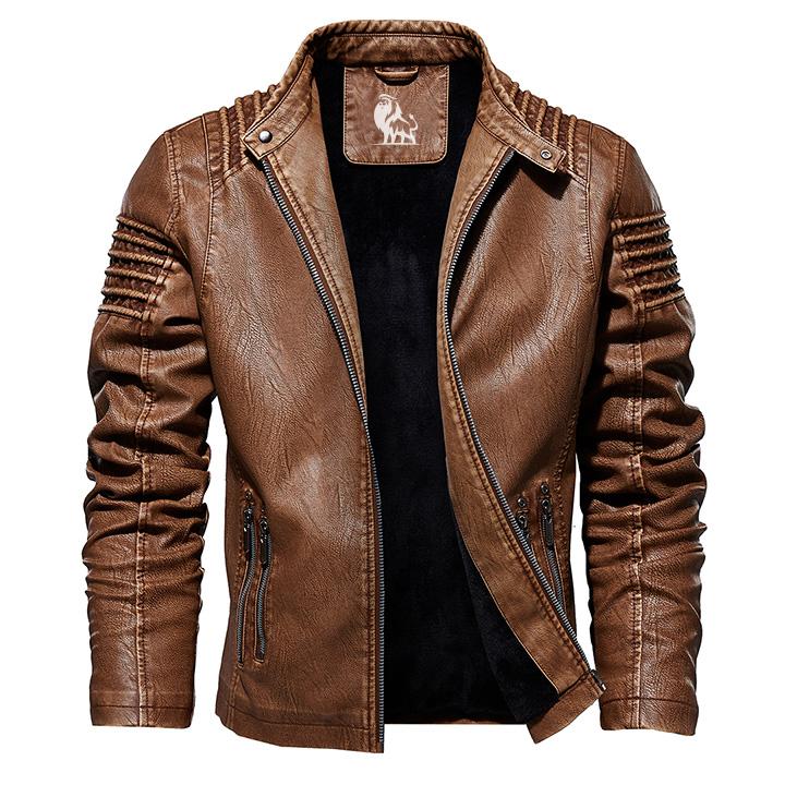 Kingdom Brown Leather Jacket Men Front View | The Ashwell