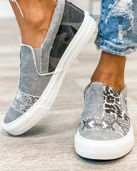 Quinny Leopard Print Canvas Shoes — back view