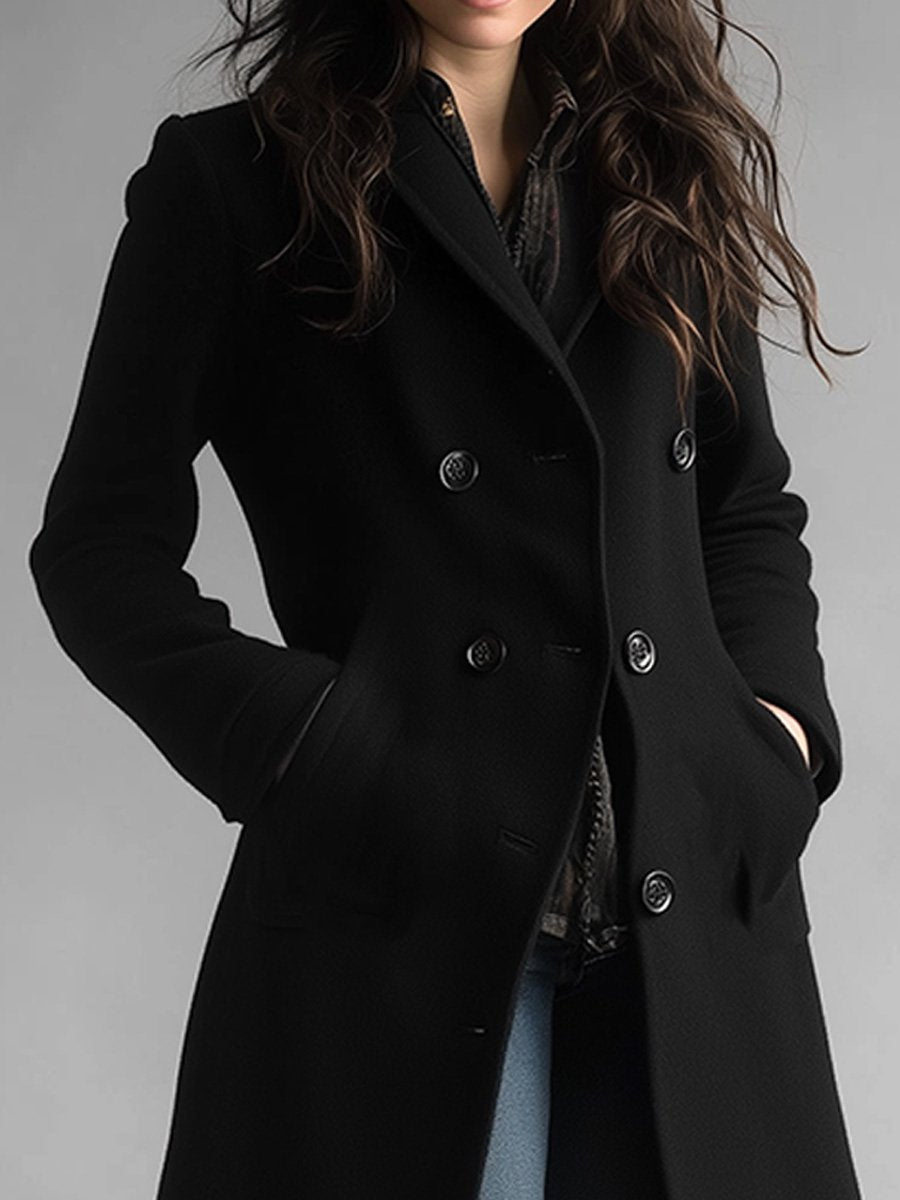 Pocket midi woolen coat side view