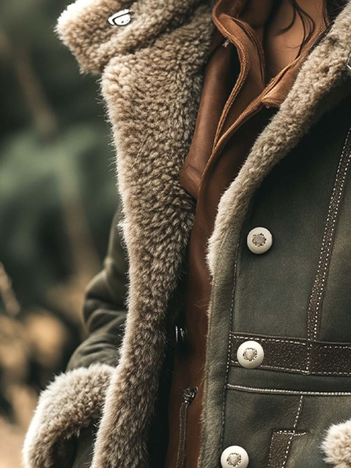 Suede thick warm coat back view