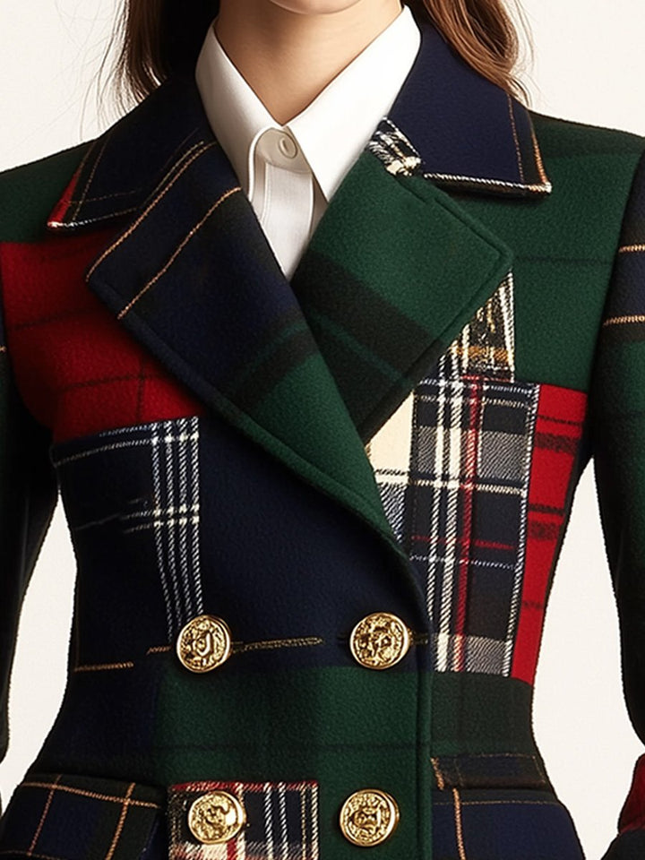 Plaid woolen blazer side view