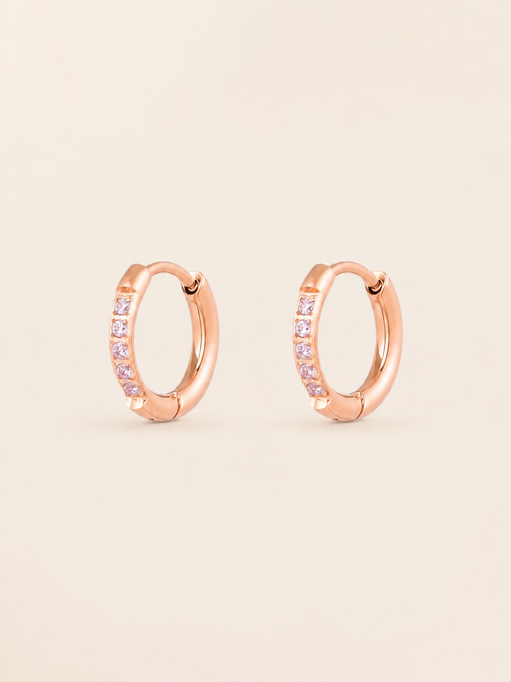 Keeva | Stone-Set Hoop Earrings with Polished Finish
