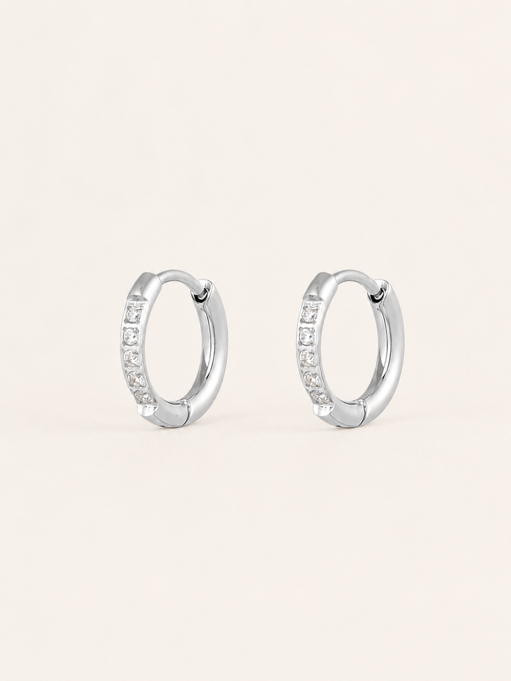 Keeva | Stone-Set Hoop Earrings with Polished Finish