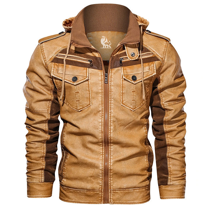 Titan Brown Leather Jacket Men Front View | The Ashwell