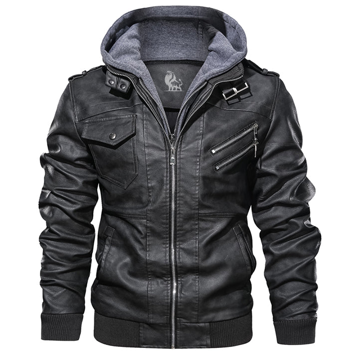 Salvador Black Leather Jacket Men Front View | The Ashwell