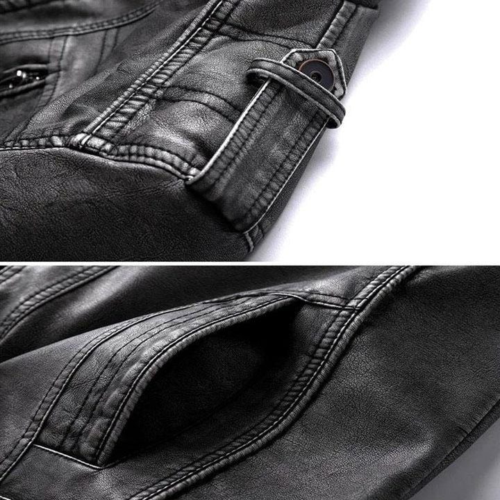 Bonanza Black Leather Jacket Men back view