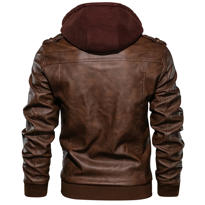 Salvador Brown Leather Jacket Men back view