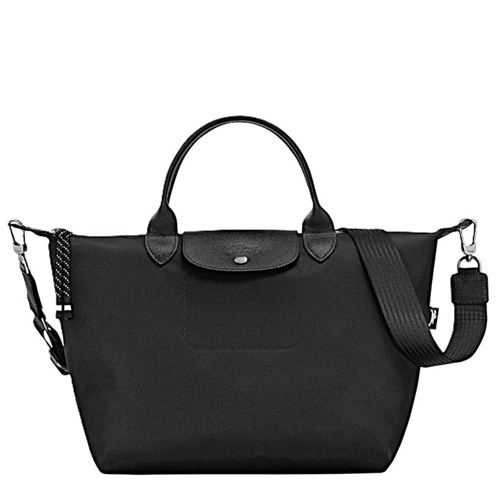 Longchamp Le Pliage Energy L Top Handle Crossbody Bag Black front view