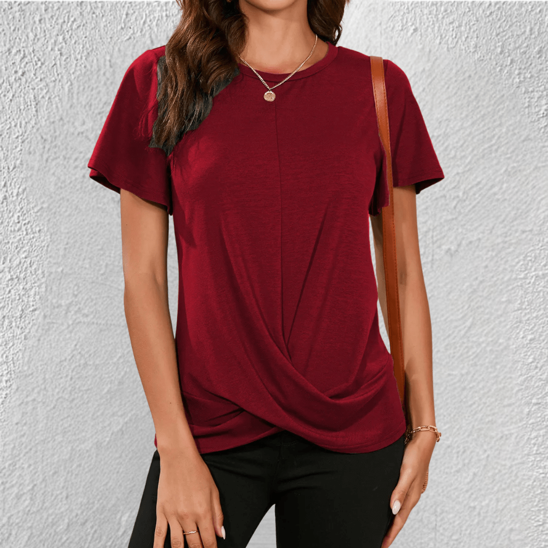 Luna Round-Neck Top — close-up view