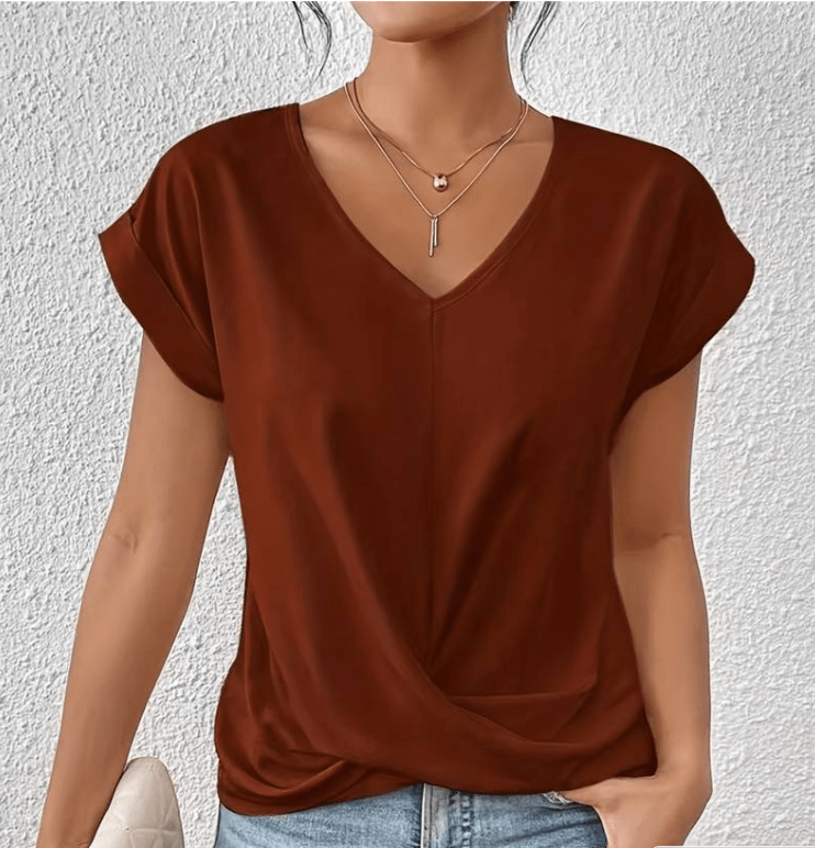 Luna V-Neck Top — close-up view