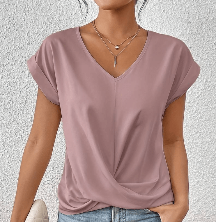 Luna V-Neck Top — detail view