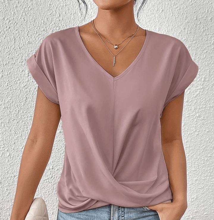 Luna V-Neck Top — detail view