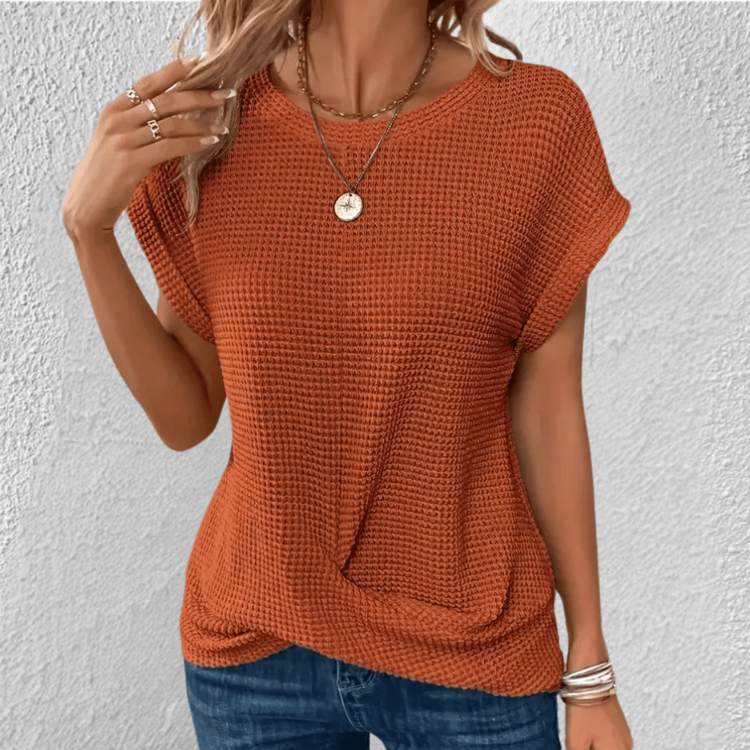 Luna Waffle-Knit Top — back view