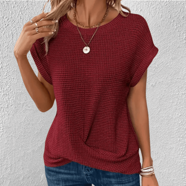 Luna Waffle-Knit Top — detail view