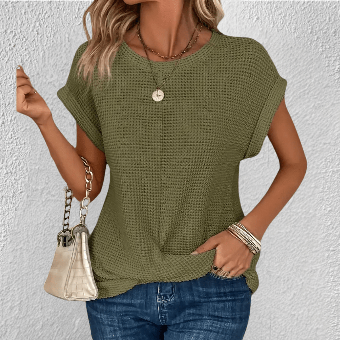 Luna Waffle-Knit Top — lifestyle shot