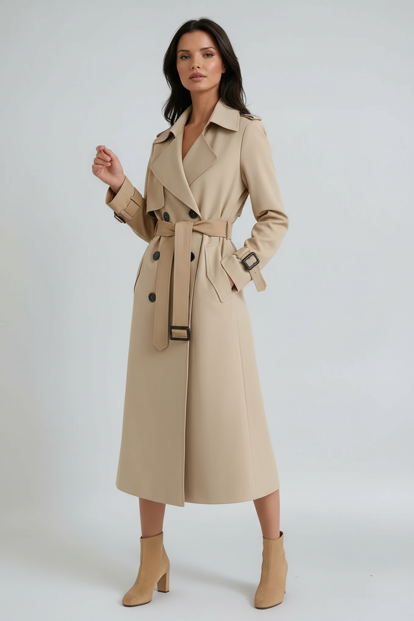 Long Trench Coat for Women | Coat with Belt