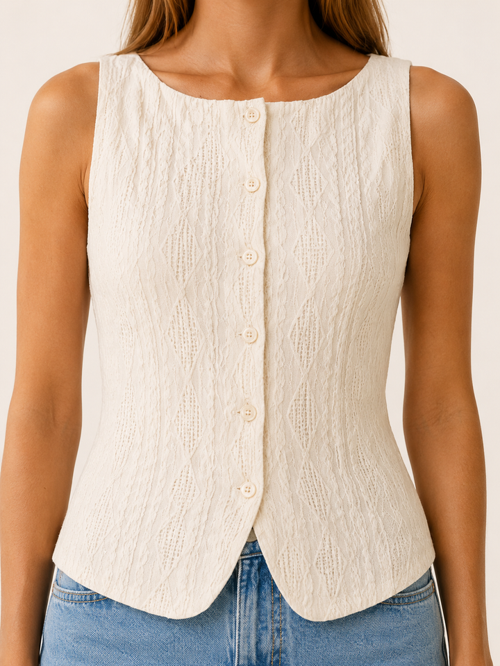 Mae | Button Tank Top with Boat Neck
