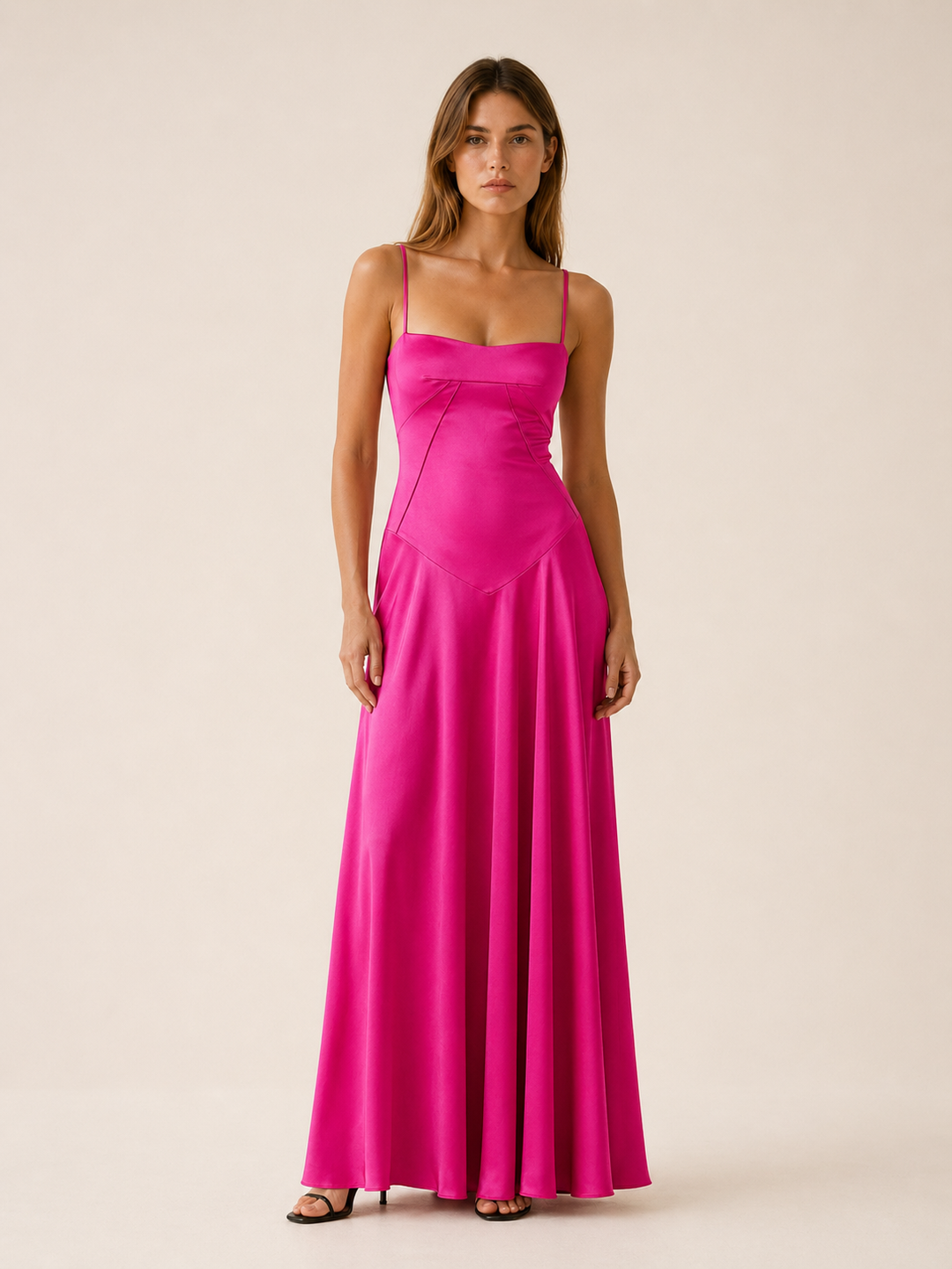 Black Satin Corset Maxi Dress with Lace Up Back – lifestyle
