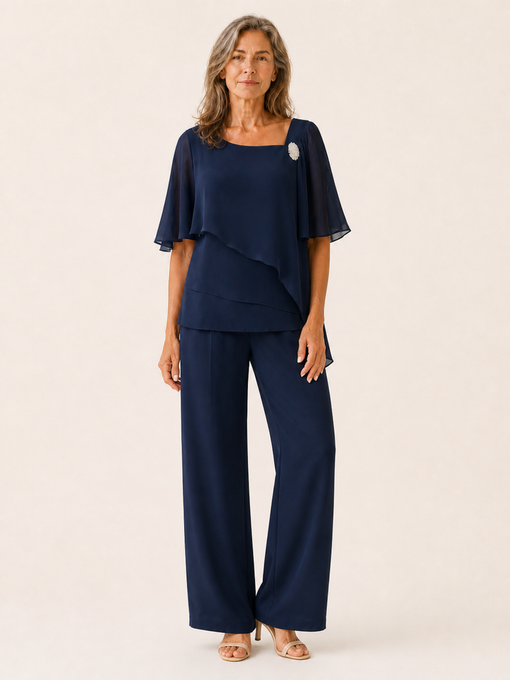 Marianne | Formal Two Piece Set with Overlay Top