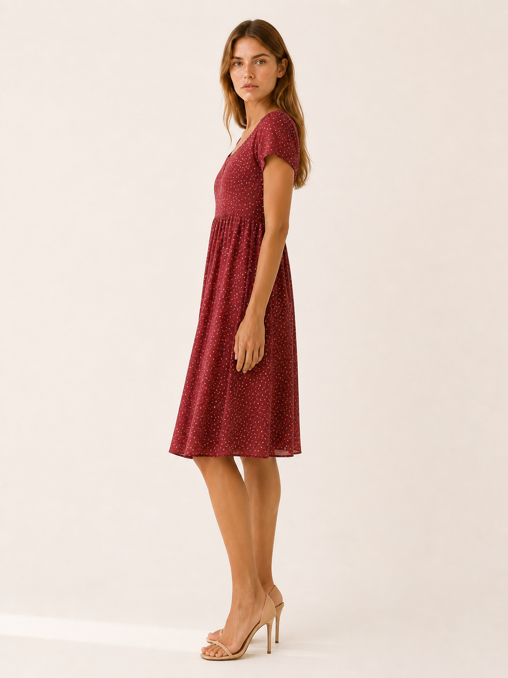 Green Boho Mini Dress with Relaxed Print – side view