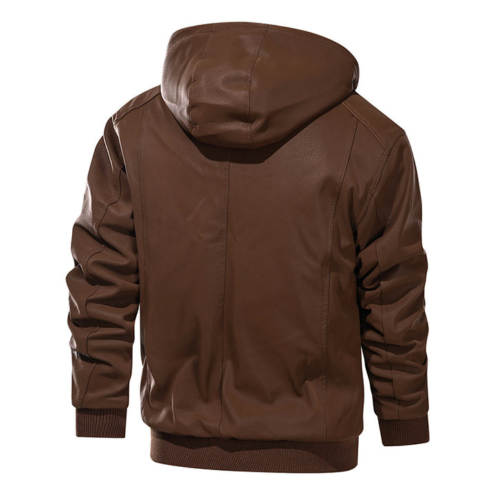 Marziano Black Leather Jacket Men Back View | The Ashwell