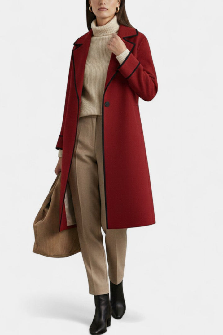 Harper coat sleeve and hem detail close-up