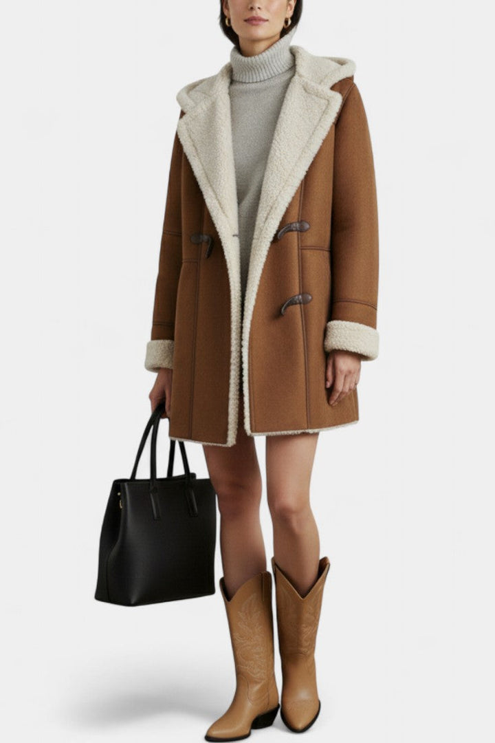 Katja hooded winter coat front view model
