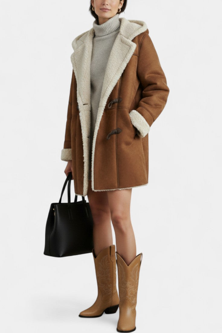 Katja hooded coat side view full length