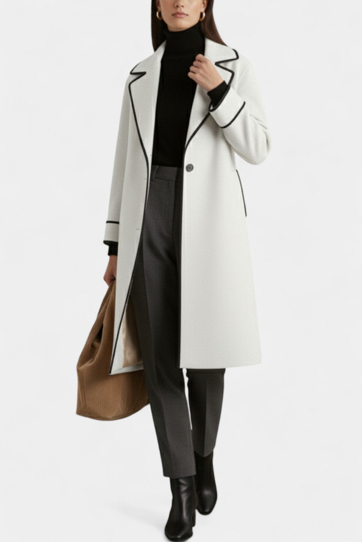 Harper coat wide collar detail close-up