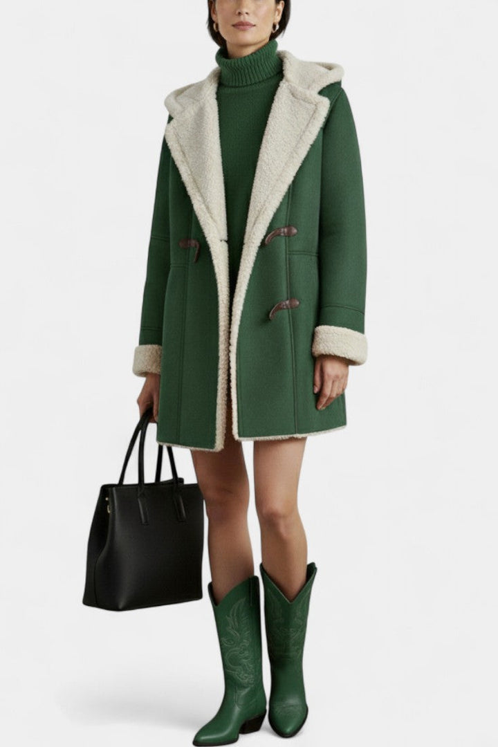 Katja hooded coat three-quarter view model