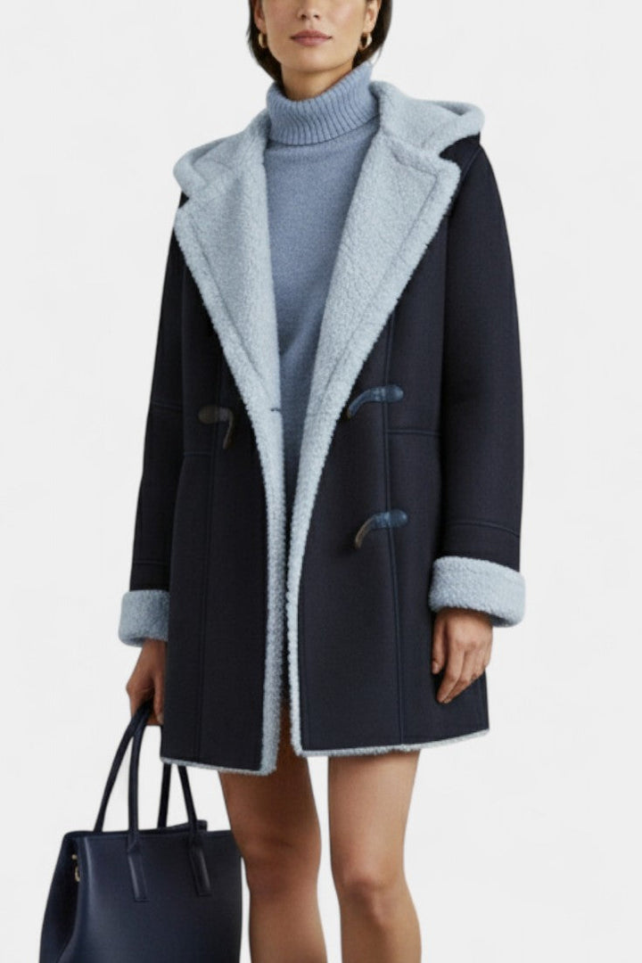 Katja hooded coat in camel front view