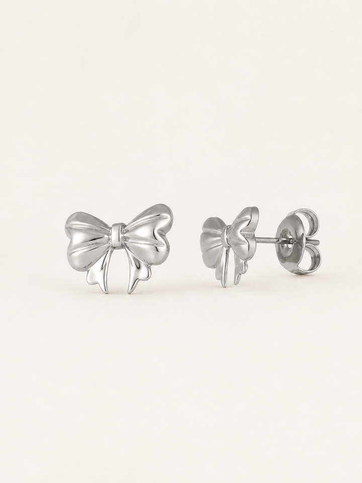 Mina | Bow Stud Earrings with Polished Finish
