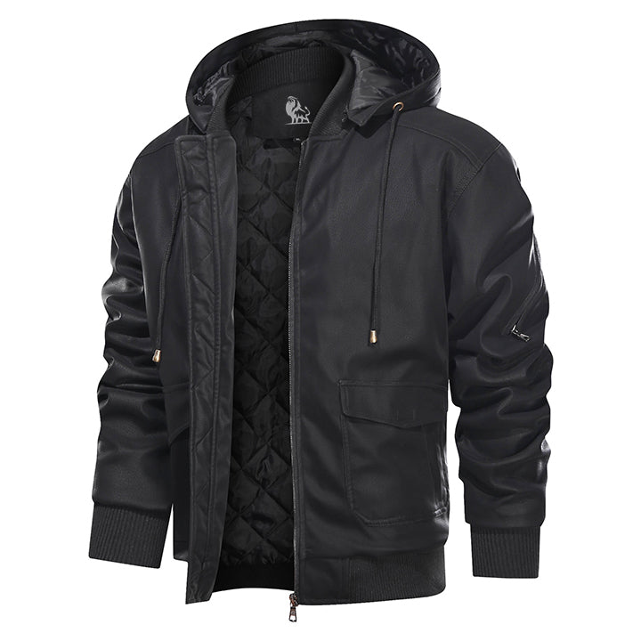 Marziano Brown Leather Jacket Men Front View | The Ashwell