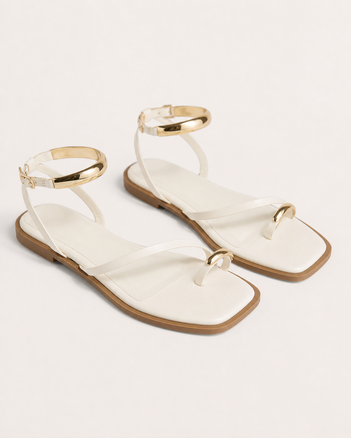 Nadia | Thong Sandals Metallic Ankle Cuff