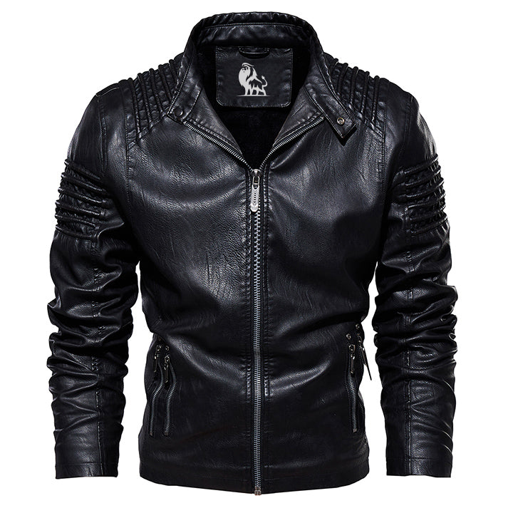 Kingdom Black Leather Jacket Men Front View | The Ashwell