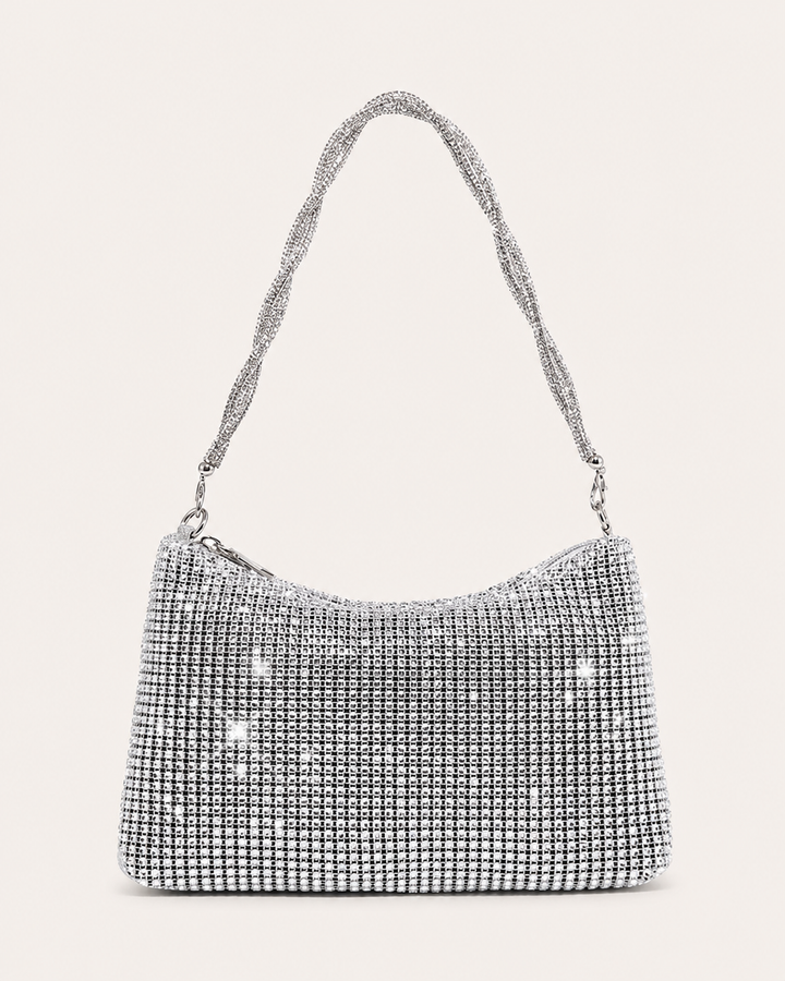 Olivra | Rhinestone Shoulder Bag with Chain Strap