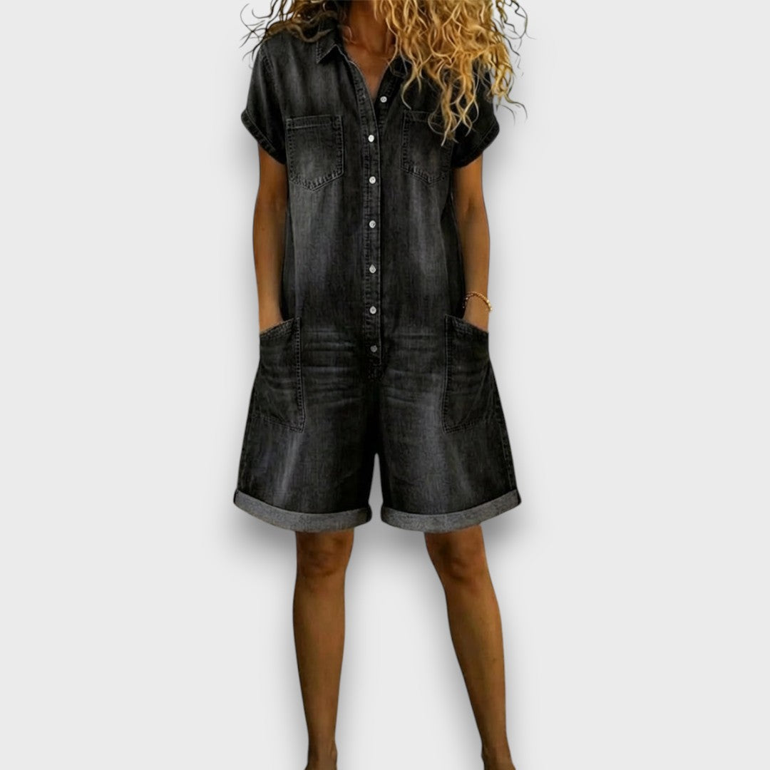 Saylor Denim Overalls — back view