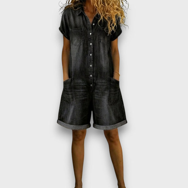Saylor Denim Overalls — back view