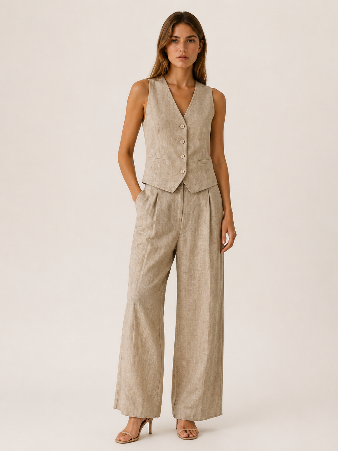 Ottilie | Two Piece Set with Tailored Vest and Wide Leg Trousers