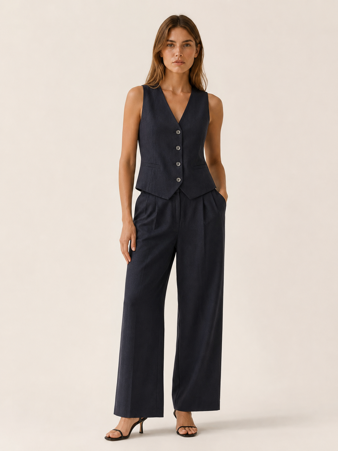 Ottilie | Two Piece Set with Tailored Vest and Wide Leg Trousers