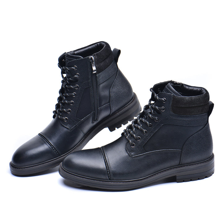 Paladin Black Leather Boots Mens Pair View | The Ashwell