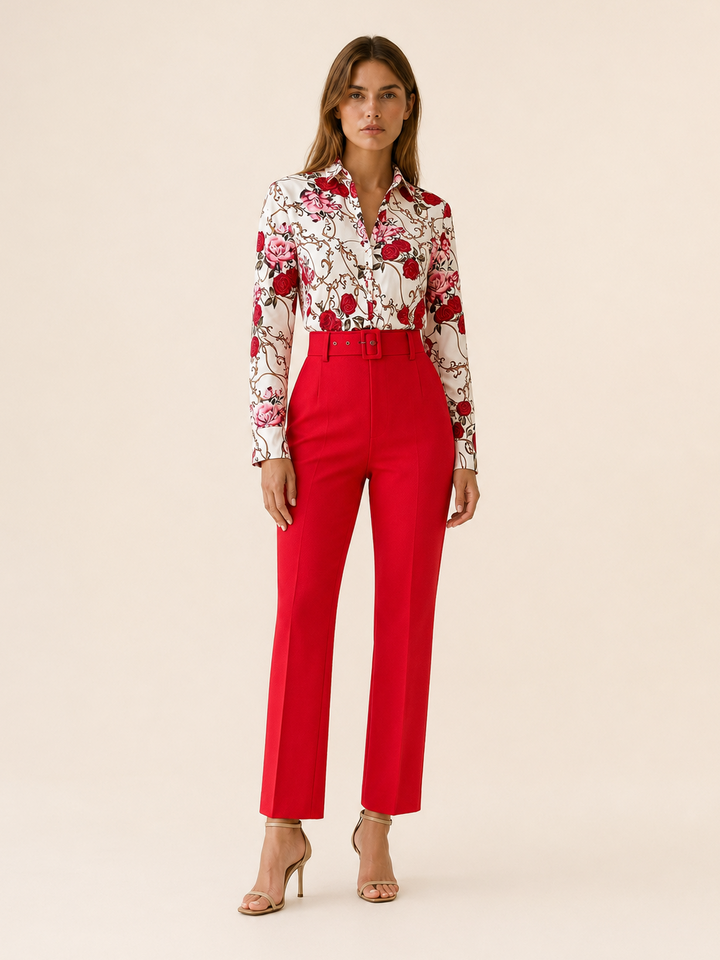 Pippa | Floral Shirt Co-Ord Set with Tailored Trousers