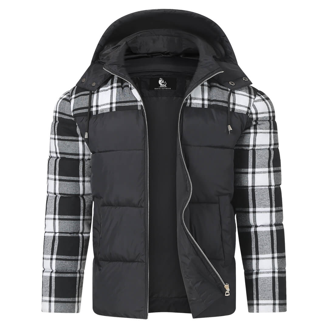 Plaid Puffer Jacket Mens Front Open View | The Ashwell
