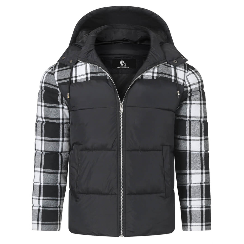 Plaid Puffer Jacket Mens Front Zipped View | The Ashwell